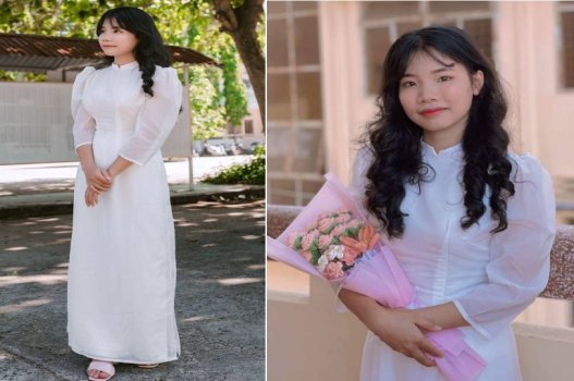 Áo dài dịu dàng uốn éo rất dâm