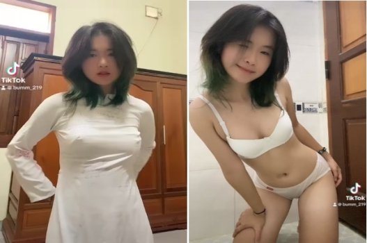 Em học sinh vú khủng được bạn đụ ra nước